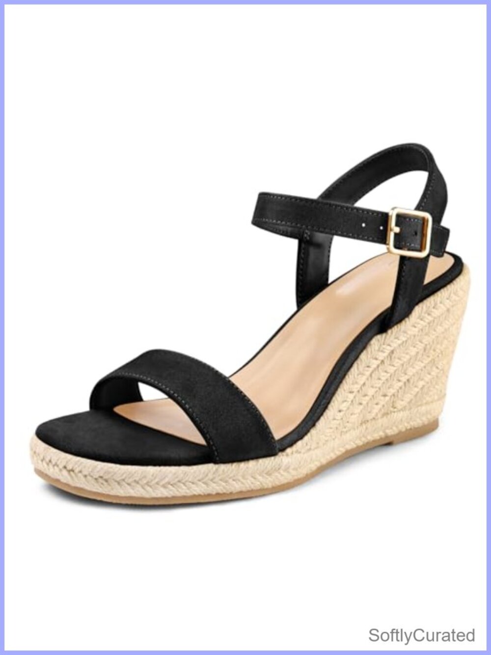 Espadrille Wedge Sandals Square Open Toe Platform Adjustable Ankle Strap